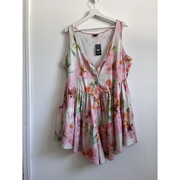 torrid Pants - torrid Pink Floral Tiered Button-Front Jumpsuit
